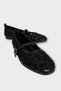 Floral Embroidery Patterned Strappy Belted Lightweight Comfortable Stylish Daily Women's Ballerinas Black - 3