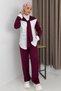 Oysho Fabric Shoulder Belted Gilded Shirt Suit with Embellishments in Burgundy - 2