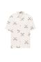 Patterned Short Sleeve Pocketless Oversize Shirt
