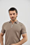 Men's Zippered Stripe Detailed Anti-Sweat Polo Collar T-Shirt - 5
