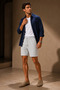 Men's Light Gray Pique Fabric Elastic Waist Lace-Up Shorts - 6
