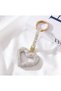 Keyring and Bag Accessory Silver Color with Stones Heart-Shaped Hollow Design Shiny Luxury Accessory - 3