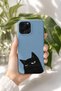 iPhone 13 Pro Compatible Launch Silicone Ukala Cat Pattern Shock Absorbing Case Blue