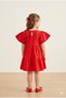 Girl's Bow Detailed Flounce Festive Red Dress - 3