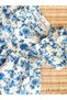Blue Flower Dress Floral Girl's Summer Linen Dress - 4
