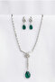 Silver Metal Crystal Drop Stone Necklace Earring Set - 3