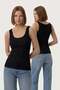 Women's 3-Piece Economical Pack Black Undershirt Set Cotton Ribbed Undershirt Set Basic Camisole Undershirt - 2