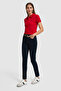 Women's Red Polo Collar Basic T-Shirt 50323461-Vr030 - 4