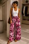 Patterned Wide-Leg Viscose Trousers Casual Stylish Women's Trousers My3535