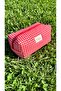 Red Gingham Fabric Makeup Bag, Portable Travel Size Makeup Bag - 2