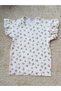 Girl's White Floral Patterned Cotton Shorts Summer Top and Bottom Set - 4