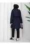 Polka Dot Waist Gathered Hijab Trench Coat Rc3134 - 9