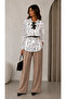 Women's Satin Zebra Patterned Belted Shirt - 3