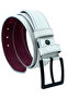 White Faux Leather Double Stitched Vein Patterned Model 4 cm Sports Belt // Xd-9016-11-St