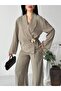 Thin Brooch Tie-Up Oversized Modal Jacket and Trousers Set