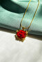 Heart Detailed Velvet Rose Necklace - 3
