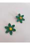 Water Green Flower Pattern Summer Straw Earrings - 5
