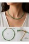 Aventurine Natural Stone Women's Necklace Green Natural Stone Gold Detail Stylish Necklace - 3