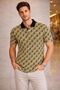 Men's Pique Fabric Polo Collar Palm Patterned T-Shirt Short Sleeve Summer T-Shirt - Yellow