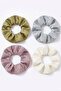 Women's Set of 4 Mixed Patterned Elastic Hair Clips Scrunchie Hair Clips - 3
