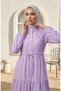 Beli Lace-Up Polka Dot Layered Dress 0283-06 Lilac - 4