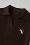 Rider Brown Polo Collar Ribbed Lycra Embroidered Premium Drawstring Bodysuit - 3