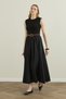 Gathered Poplin Skirt Black - 7