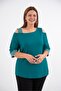 Women's Plus Size Shoulder Detailed Stoned Blouse - 6