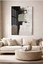 Black and Cream Antique Textured Abstract Decorative Tempered Glass Painting - Business, Home and School Painting - 2