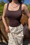 Thick Strap Basic Slim Undershirt Brown - 2