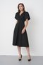 Black Crepe Fabric Double Breasted Collar Shoulder Padded Midi Dress 77164 - 4