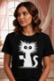 Unisex Oversize T-Shirt Cat Drinking Coffee Printed 100% Cotton T-Shirt Comfortable Fit