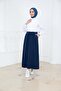 Elastic Waist Pocketed Tencel Skirt Navy Blue
