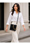 Women's Rovelle Chain Detailed Croco Patterned Black Shoulder and Hand Bag
