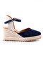 Genuine Leather Navy Blue Wedge Heeled Women's Shoes - Z521