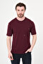 Plain Slim Fit Crew Neck Pocketed Bi-Stretch Interlock Men's T-Shirt Burgundy - 36876.26Y