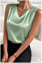 Women's V-Neck Satin Blouse - 3
