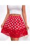 Women's Elastic Waist Lace Detailed Sandy Fabric Polka Dot Mini Skirt Length 45 cm - 3