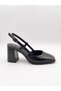 Women's Thick Heeled Slingback Shoes – Classic Heeled Shoes with Blunt Toe - 2