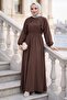 Belted Elastic Waist Modal Dress Brown Hm2916 - 3