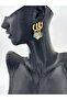 Gold Evil Eye Bead Detailed Dangle Minimalist Women's Earrings