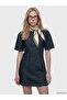 Xside Crew Neck Balloon Sleeve Mini Jean Dress - 2