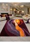 Sdt Modern Wave Patterned Anthracite Purple Red Woven Base Decorative Carpet Sdt1379 - 2