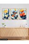 Colorful Flowers 3 Piece Wooden Framed Painting Act - 3