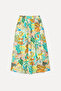 Women's Green Patterned Flared Midi Skirt - 2
