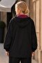 Women's Black Color Lined Hooded Raincoat with Fleto Pockets Arm-26Y001092 - 2