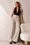 Halter Neck Deep V-Neck Women's Bodysuit Stretchy Fabric Backless Bodysuit