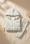 Baby Green Ruffled Squirrel Embroidered 3-Piece Set - Cotton Hooded Cardigan, Bodysuit and Ribbed Pants Set - 2