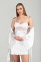 Satin Guipure Women's Luxury Lace Detailed Dowry Nightgown and Dressing Gown Set