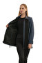 Blue Black Delux Women's Leather Coat - 2